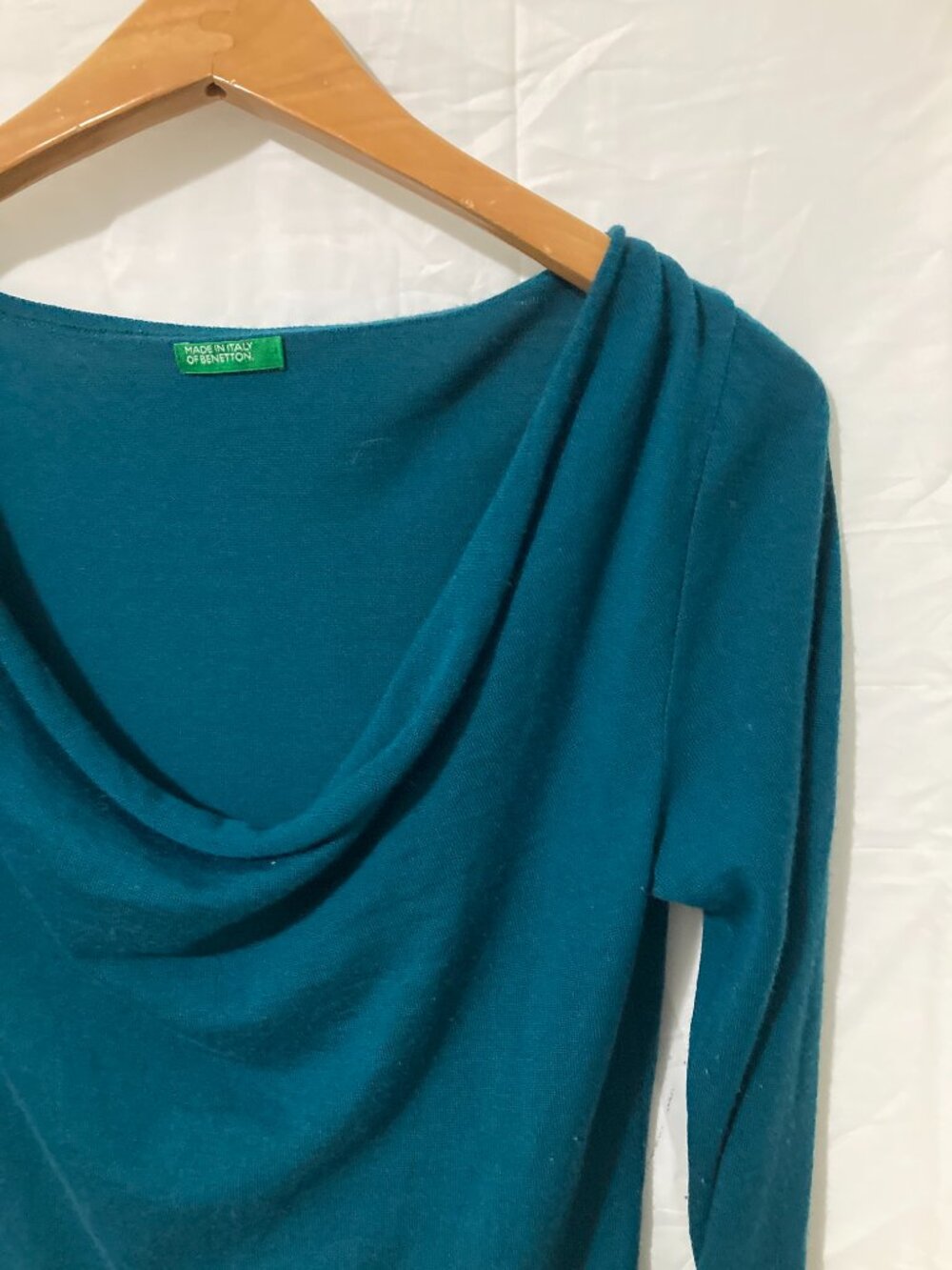 United Colors of Benetton Blue Top Women L Knit Body Con Classic Work Layer